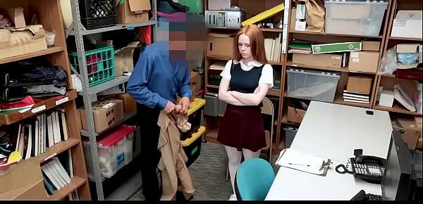  Redhead Teen Got Caught Shoplifting and Fucked